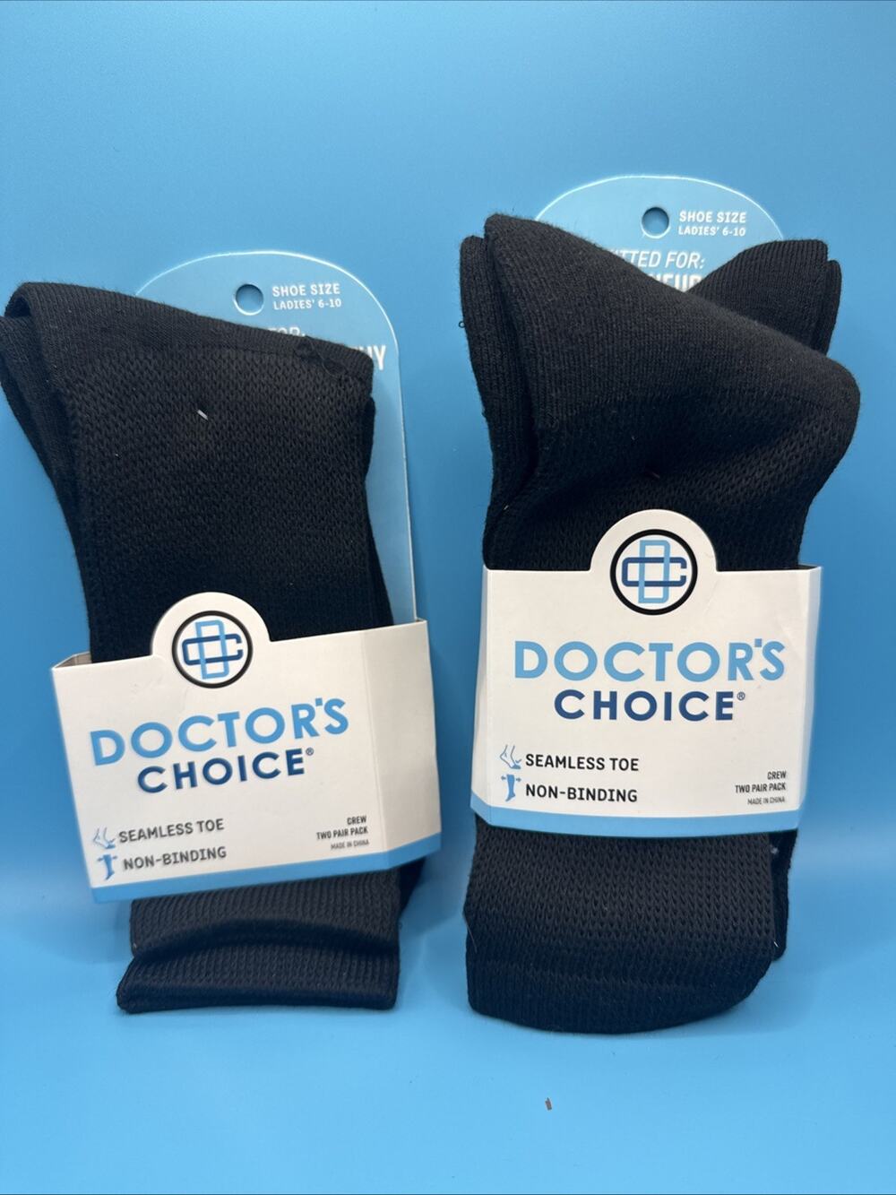 Doctor’s Choice Diabetes & Neuropathy Crew Women's Socks 3 Pairs Size 6-10 Black